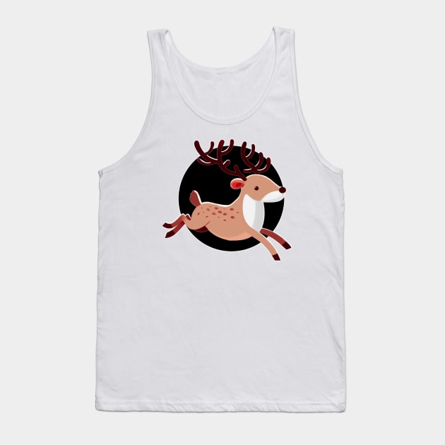 Light Reindeer Jumping - Black Background Tank Top by Star Fragment Designs